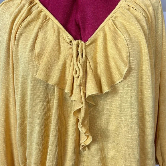 American Rag cie long sleeve raglan v-neck flounce front tie elastic XS - S - Picture 2 of 10